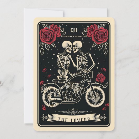バイクもしくは自転車に乗る人ティルデスタロット結婚式招待状 招待状 (裏面)