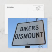 バイクもしくは自転車に乗る人ディスマウント標識 ポストカード (正面/裏面)