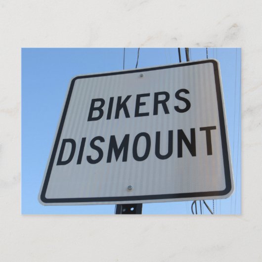 バイクもしくは自転車に乗る人ディスマウント標識 ポストカード (正面)