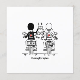 バイクもしくは自転車に乗る人バイク夕べ結婚式招待状 招待状