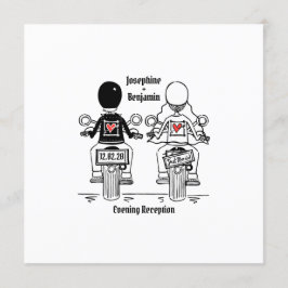 バイクもしくは自転車に乗る人バイク夕べ結婚式招待状 招待状