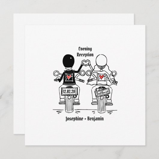 バイクもしくは自転車に乗る人バイク夕べ結婚式招待状 招待状 (正面/裏面)