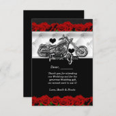 バイクもしくは自転車に乗る人バイク&レッドローゼスサンキューカード サンキューカード (正面/裏面)