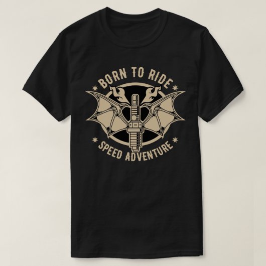 バイクもしくは自転車に乗る人バッジウイング Tシャツ (デザイン正面)