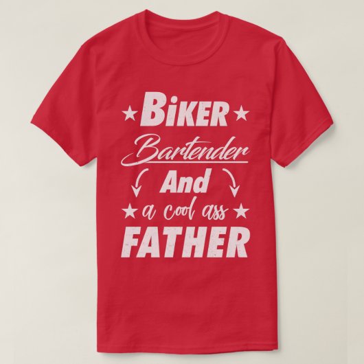 バイクもしくは自転車に乗る人バーテンダー父 Tシャツ (デザイン正面)