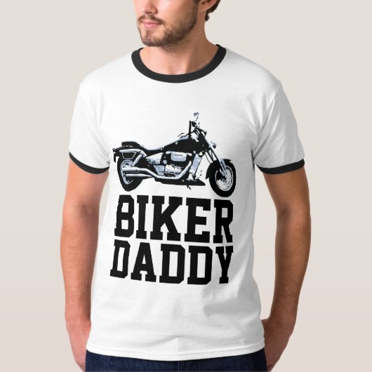 バイクもしくは自転車に乗る人パパダディTシャツ Tシャツ (正面)