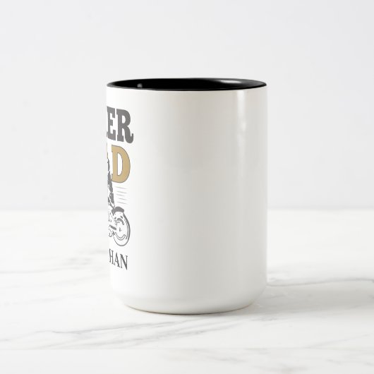 バイクもしくは自転車に乗る人パパ自動パーソナライズされた二輪車 ツートーンマグカップ (中央)