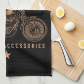 バイクもしくは自転車に乗る人パーソナライズされたカスタムボバーオートバイガレージ キッチンタオル (四つ折り)