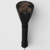 バイクもしくは自転車に乗る人パーソナライズされたカスタムボバーオートバイガレージ ゴルフヘッドカバー (正面)