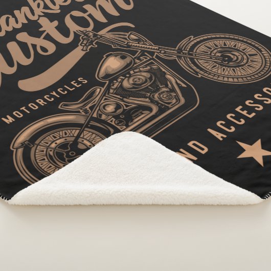 バイクもしくは自転車に乗る人パーソナライズされたカスタムボバーオートバイガレージ シェルパブランケット (3/4)