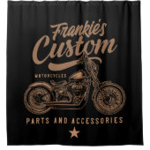 バイクもしくは自転車に乗る人パーソナライズされたカスタムボバーオートバイガレージ シャワーカーテン (正面)