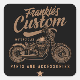 バイクもしくは自転車に乗る人パーソナライズされたカスタムボバーオートバイガレージ スクエアシール