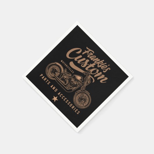 バイクもしくは自転車に乗る人パーソナライズされたカスタムボバーオートバイガレージ スタンダードカクテルナプキン (角)