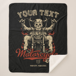 バイクもしくは自転車に乗る人パーソナライズされたスケルトンオートバイショップガレージ シェルパブランケット