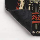 バイクもしくは自転車に乗る人パーソナライズされたスケルトンオートバイショップガレージ マウスパッド (コーナー)