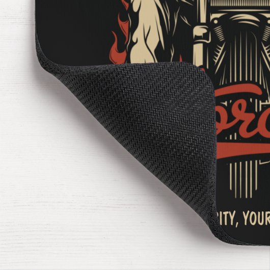 バイクもしくは自転車に乗る人パーソナライズされたスケルトンオートバイショップガレージ マウスパッド (コーナー)