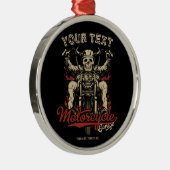 バイクもしくは自転車に乗る人パーソナライズされたスケルトンオートバイショップガレージ メタルオーナメント (右)