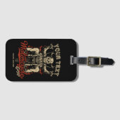 バイクもしくは自転車に乗る人パーソナライズされたスケルトンオートバイショップガレージ ラゲッジタグ (正面横)