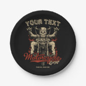 バイクもしくは自転車に乗る人パーソナライズされたスケルトンオートバイショップガーグ ペーパープレート (正面)