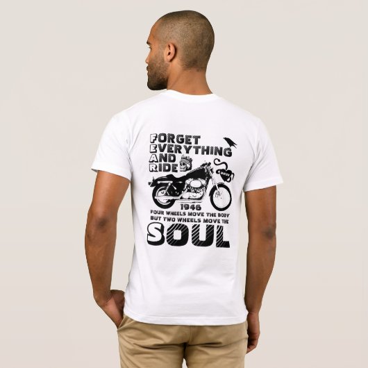 バイクもしくは自転車に乗る人パーソナライズされたソウル誕生日 Tシャツ (裏面フル)