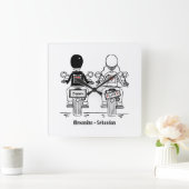 バイクもしくは自転車に乗る人パーソナライズされたバイク記念日ギフト スクエア壁時計 (ホーム)