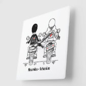 バイクもしくは自転車に乗る人パーソナライズされたバイク記念日ギフト スクエア壁時計 (傾斜)