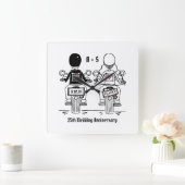 バイクもしくは自転車に乗る人パーソナライズされたバイク記念日ギフト スクエア壁時計 (ホーム)