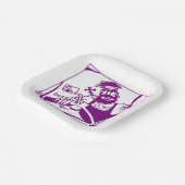 バイクもしくは自転車に乗る人パープルスクエア紙プレート ペーパープレート (傾斜あり)