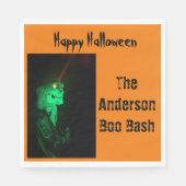 バイクもしくは自転車に乗る人ビリーハロウィーンスケルトンパンプキンオレンジ スタンダードランチョンナプキン (正面)