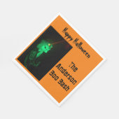 バイクもしくは自転車に乗る人ビリーハロウィーンスケルトンパンプキンオレンジ スタンダードランチョンナプキン (角)