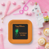 バイクもしくは自転車に乗る人ビリーハロウィーンスケルトンパンプキンオレンジ ペーパープレート (パーティー)