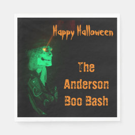 バイクもしくは自転車に乗る人ビリーハロウィーンスケルトンブラック&オレンジ スタンダードランチョンナプキン