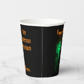 バイクもしくは自転車に乗る人ビリーハロウィーンスケルトンブラック&オレンジ 紙コップ (右)