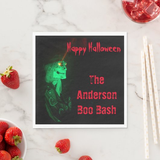 バイクもしくは自転車に乗る人ビリーハロウィーンスケルトンブラック&レッド スタンダードランチョンナプキン (インサイチュ)