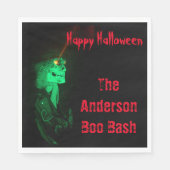 バイクもしくは自転車に乗る人ビリーハロウィーンスケルトンブラック&レッド スタンダードランチョンナプキン (正面)