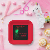 バイクもしくは自転車に乗る人ビリーハロウィーンスケルトンブラッドレッド&ブラック ペーパープレート (パーティー)