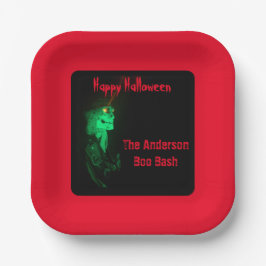 バイクもしくは自転車に乗る人ビリーハロウィーンスケルトンブラッドレッド&ブラック ペーパープレート