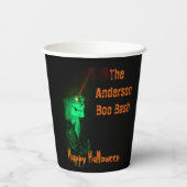 バイクもしくは自転車に乗る人ビリーハロウィーンスケルトン 紙コップ (裏面)