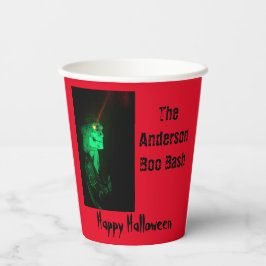 バイクもしくは自転車に乗る人ビリーハロウィーン骨格血レッド 紙コップ