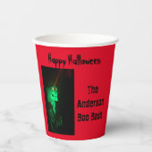 バイクもしくは自転車に乗る人ビリーハロウィーン骨格血レッド 紙コップ (正面)