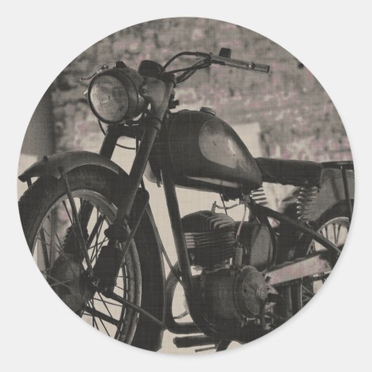 バイクもしくは自転車に乗る人ファンキーバイクMotorbikes Motorcycles Canva ラウンドシール (正面)