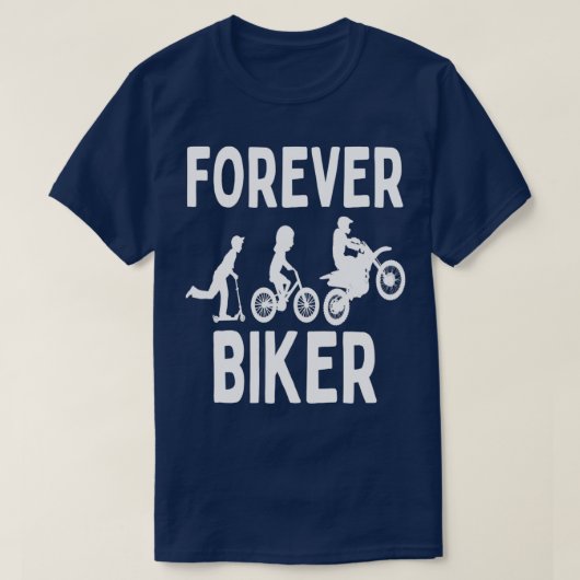 バイクもしくは自転車に乗る人フォーエバー、バイクおもしろいバイクCy Tシャツ (デザイン正面)