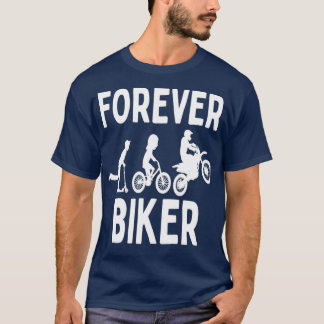 バイクもしくは自転車に乗る人フォーエバー、バイクおもしろいバイクCy Tシャツ