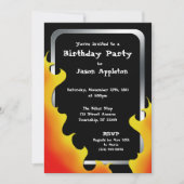 バイクもしくは自転車に乗る人フレイムシルバーフレーム誕生日招待状 招待状 (正面)