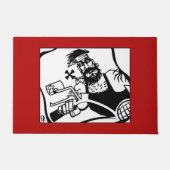 バイクもしくは自転車に乗る人ブラックとレッドのdoormat ドアマット (正面)