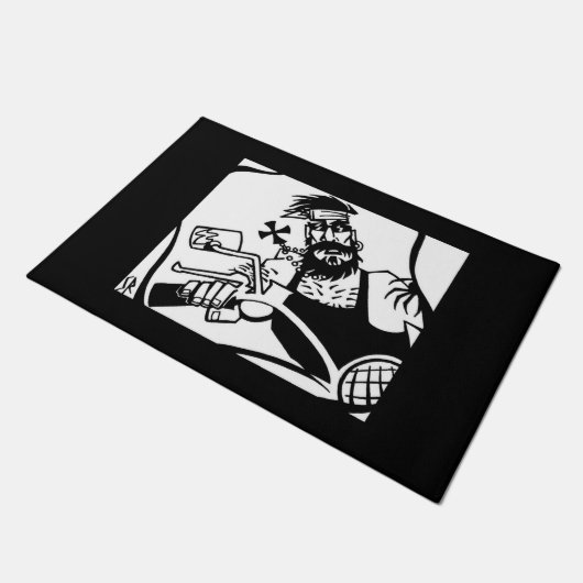 バイクもしくは自転車に乗る人ブロブラックのdoormat ドアマット (アングル)