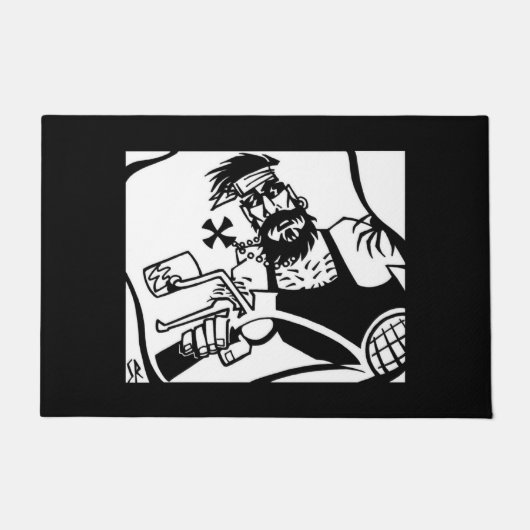 バイクもしくは自転車に乗る人ブロブラックのdoormat ドアマット (正面)