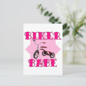 バイクもしくは自転車に乗る人ベーブ/ピンク ポストカード (スタンド正面)