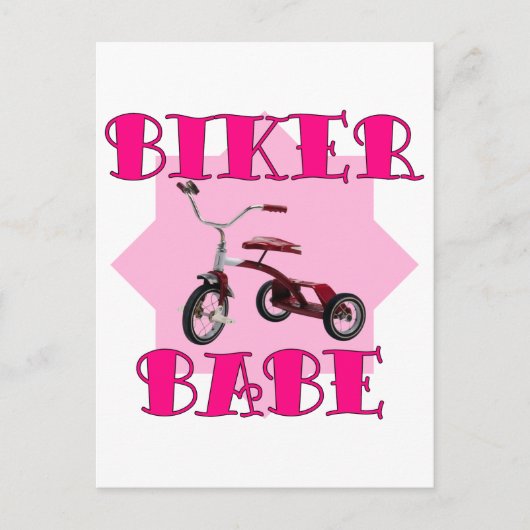 バイクもしくは自転車に乗る人ベーブ/ピンク ポストカード (正面)