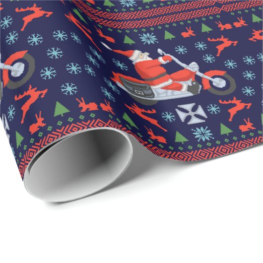 バイクもしくは自転車に乗る人ホリデーセーターティーズ ラッピングペーパー (ロールコーナー)